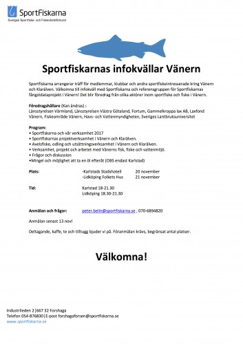 Sportfiskarnas infokvällar Vänern 2017